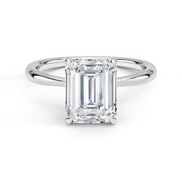 Emerald cut moissanite rings