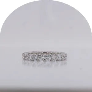 Moissanite eternity bands in sterling silver
