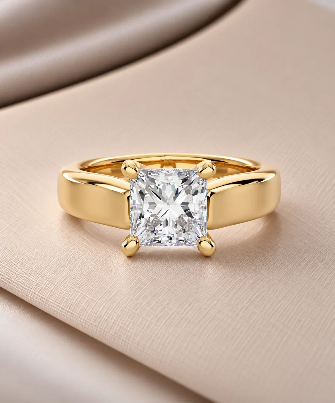 Moissanite solitaire ring yellow gold