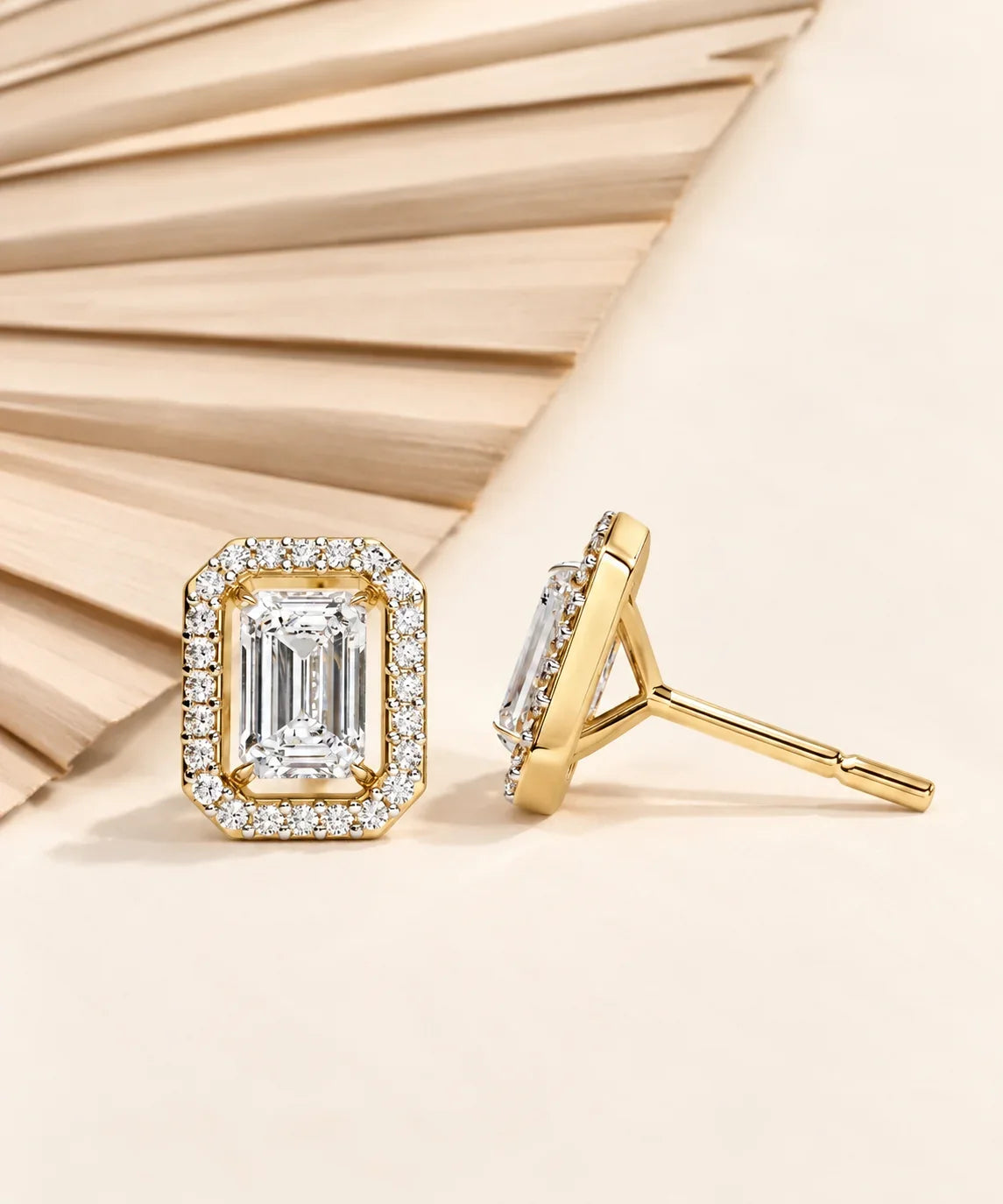 Moissanite stud earrings yellow gold
