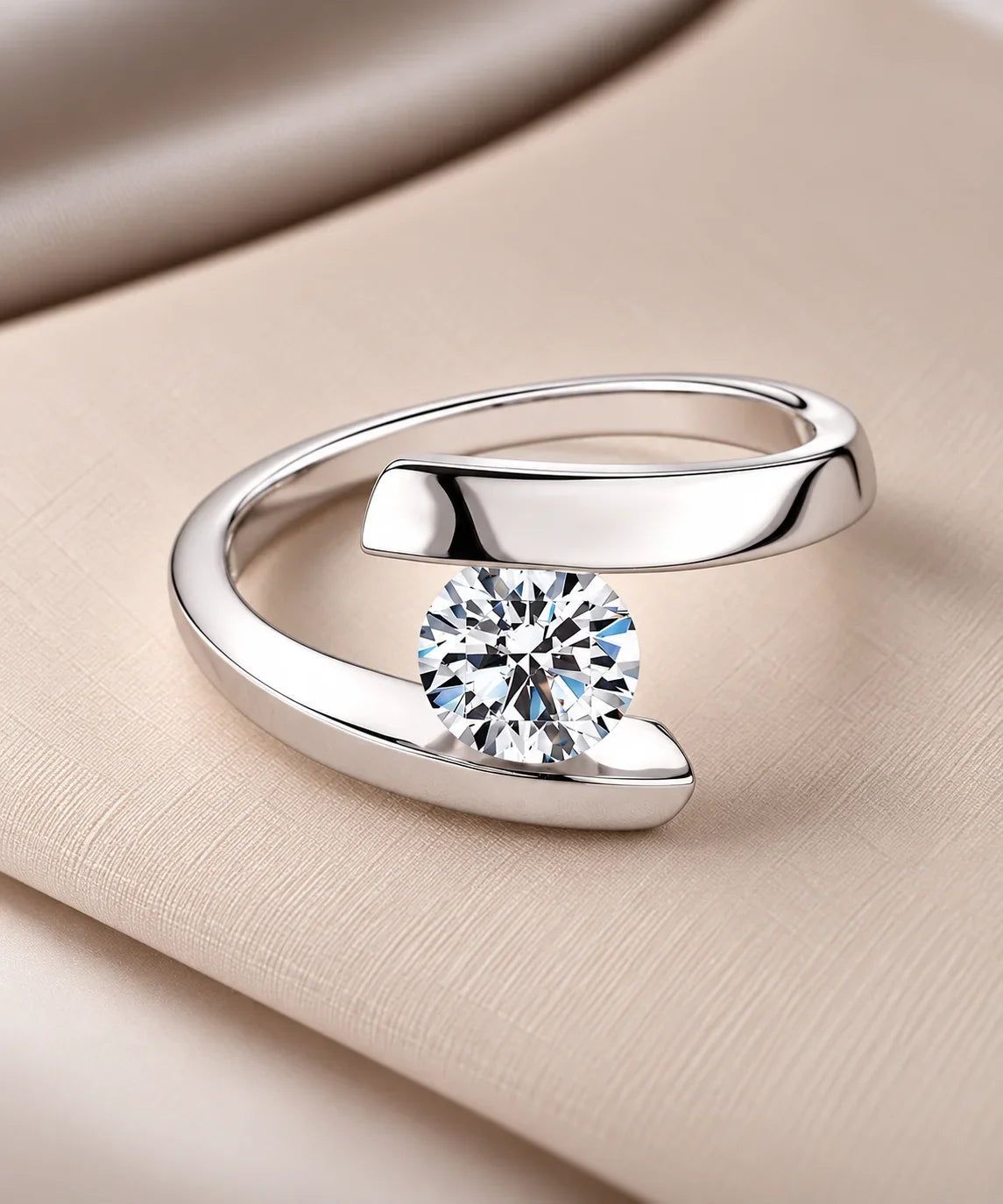 Moissanite tension ring