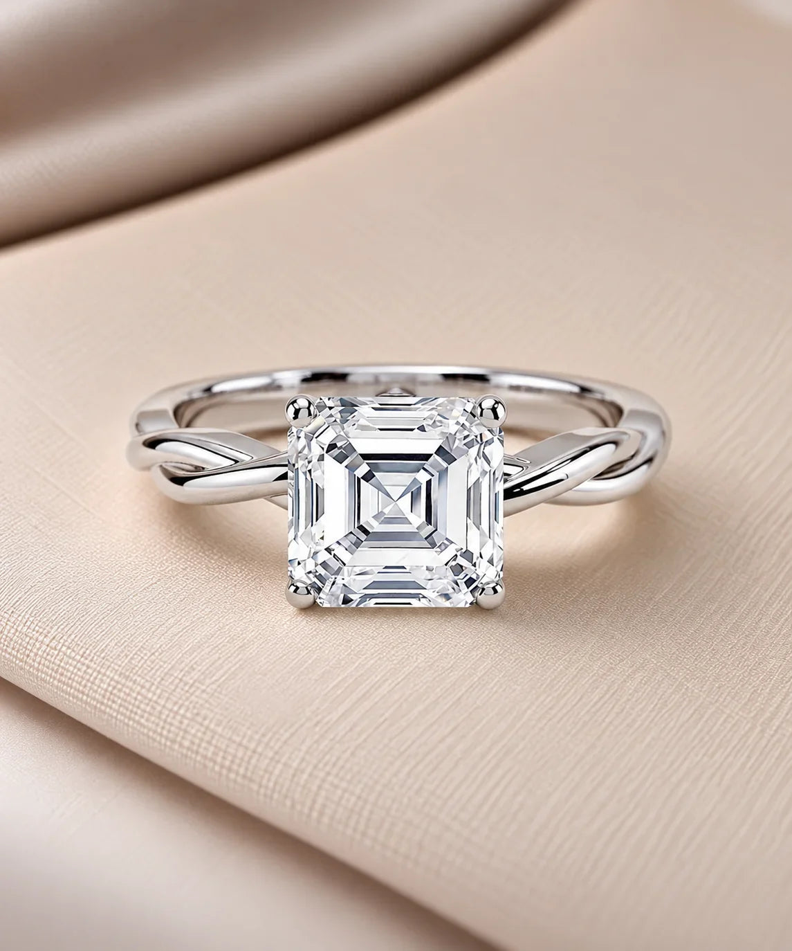 Moissanite twist engagement ring