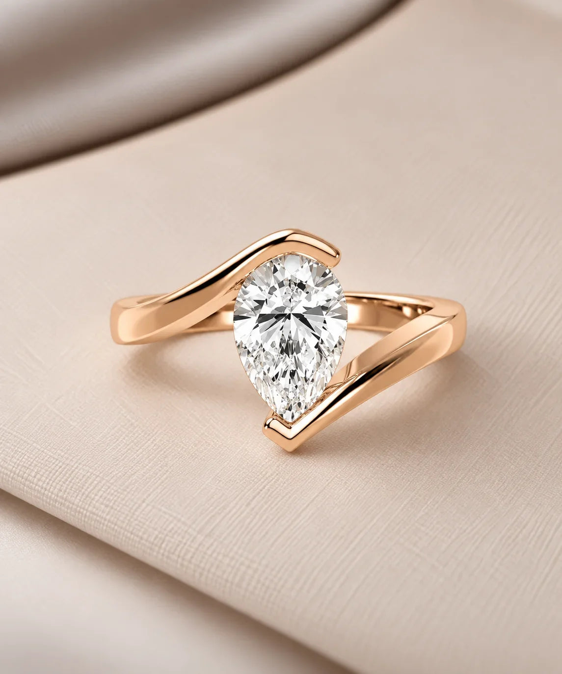 Pear shaped moissanite rings