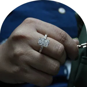 Radiant cut moissanite rings