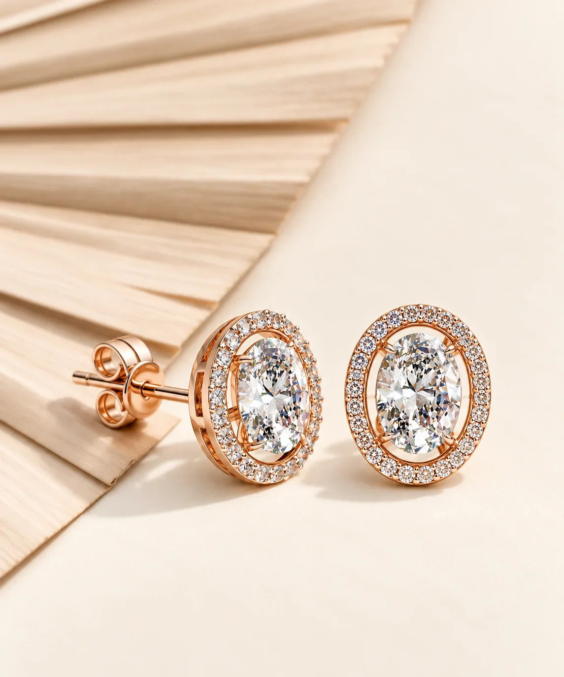 Rose gold moissanite stud earrings