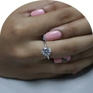 Silver moissanite solitaire ring