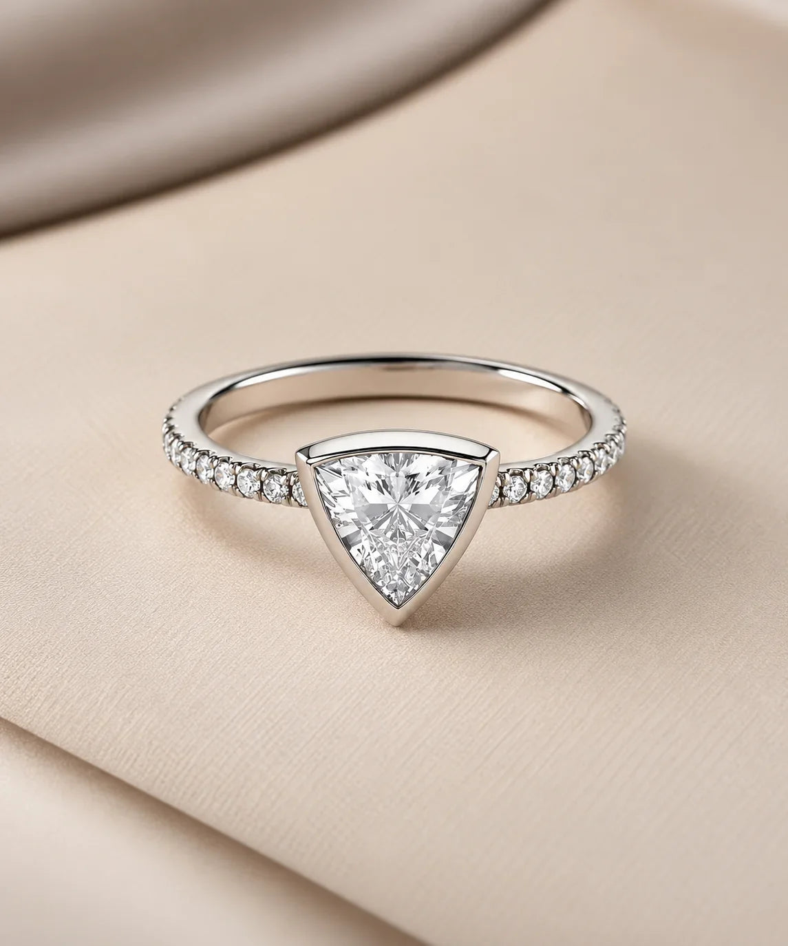 Trillion cut moissanite rings