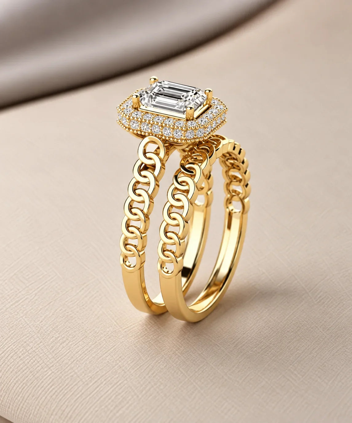 Vintage moissanite wedding sets