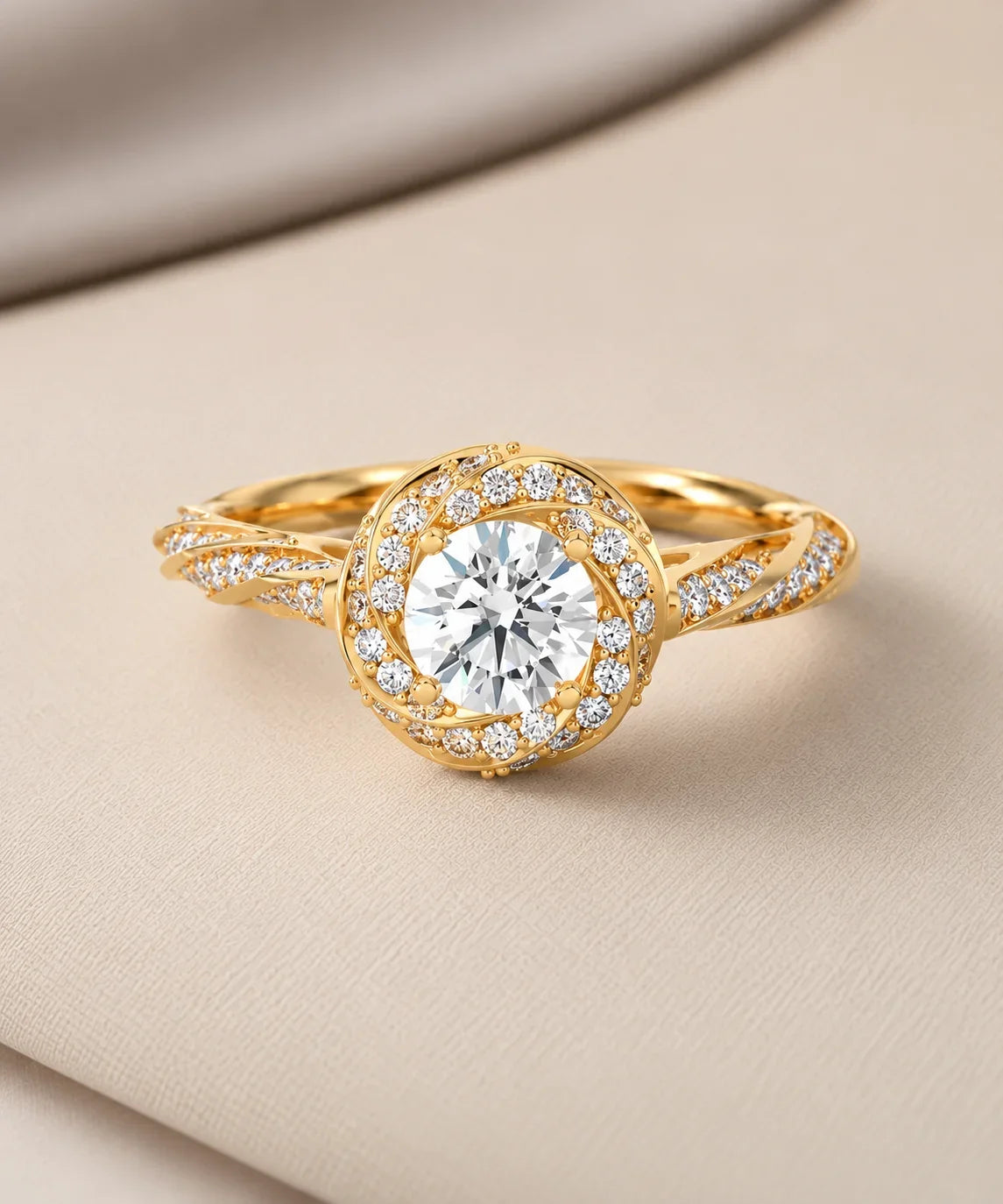 Yellow gold moissanite rings
