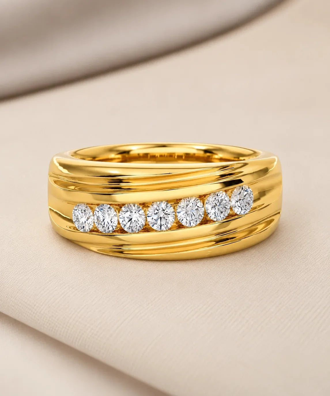Yellow gold moissanite wedding bands