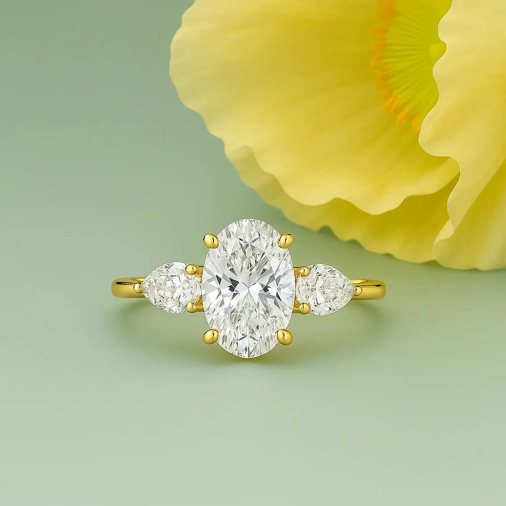 Three stone moissanite engagement rings