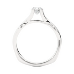 Load image into Gallery viewer, side profile of 0.50 Ct Moissanite Twisted Solitaire Engagement Ring In White Gold highlights the criss cross setting.
