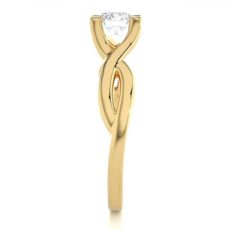 0.50 Ct Moissanite Twisted Solitaire Engagement Ring In Yellow Gold