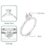 Load image into Gallery viewer, 0.50 Ct Round Cut Six Prong Solitaire Moissanite Ring in Silver
