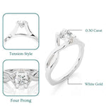 Load image into Gallery viewer, 0.50 Ct Moissanite Twisted Solitaire Engagement Ring In White Gold
