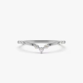 0.70 Carat Round Shape Moissanite Curved Wedding Ring In White Gold