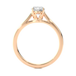 Load image into Gallery viewer, Side profile of 0.75 Carat Round Moissanite Solitaire Engagement Ring in Rose Gold, highlighting the prong setting.
