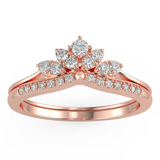 0.80 Carat Round Cut Moissanite Curved Wedding Ring In Rose Gold