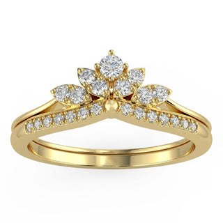 0.80 Carat Round Cut Moissanite Curved Wedding Ring In Yellow Gold