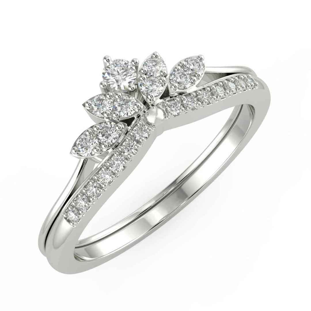 0.80 Carat Curved Round Cut Moissanite Ring In White Gold