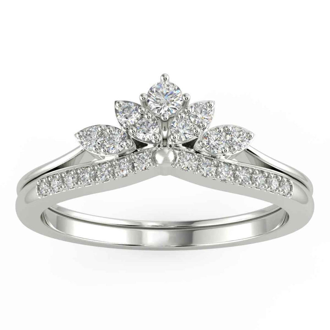 0.80 Carat Curved Round Cut Moissanite Ring In White Gold