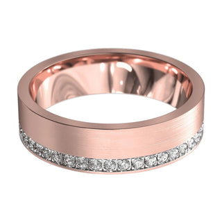 0.8 Carat Round Shape Moissanite Men's Wedding Band In Rose Gold