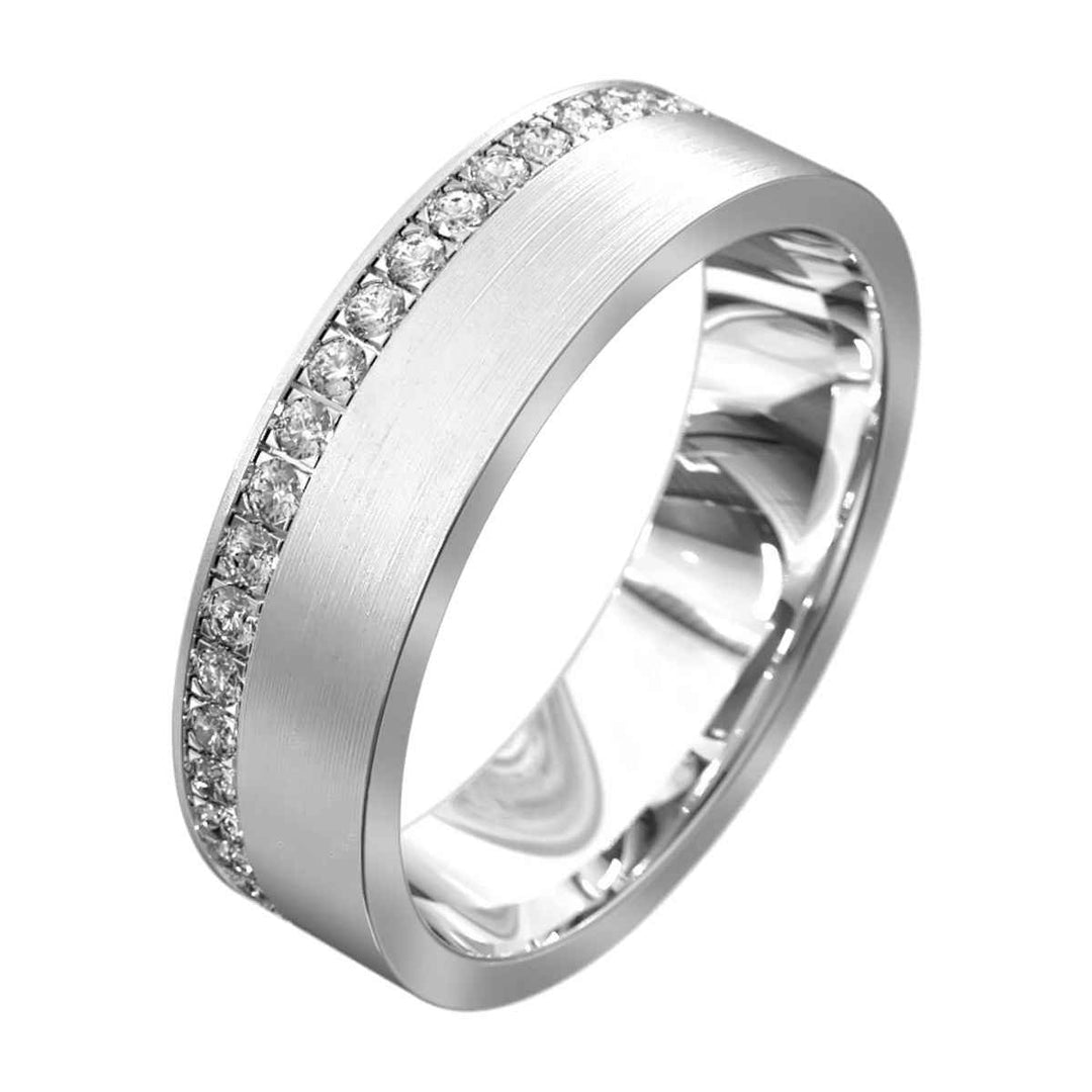 0.80 Carat Round Moissanite Men's Wedding Band In White Gold