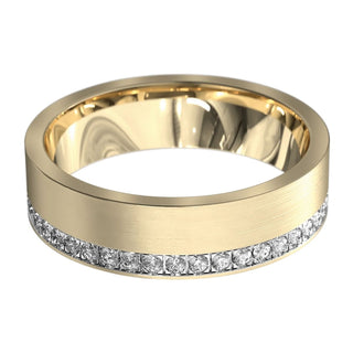 0.8 Carat Round Shape Moissanite Men's Wedding Band In Yellow Gold