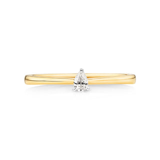 0.8 Carat Pear Shape Solitaire Moissanite Ring in Yellow Gold