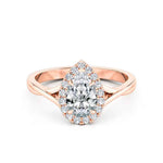 Load image into Gallery viewer, Pear Shape Moissanite Halo Engagement Ring in White Gold
