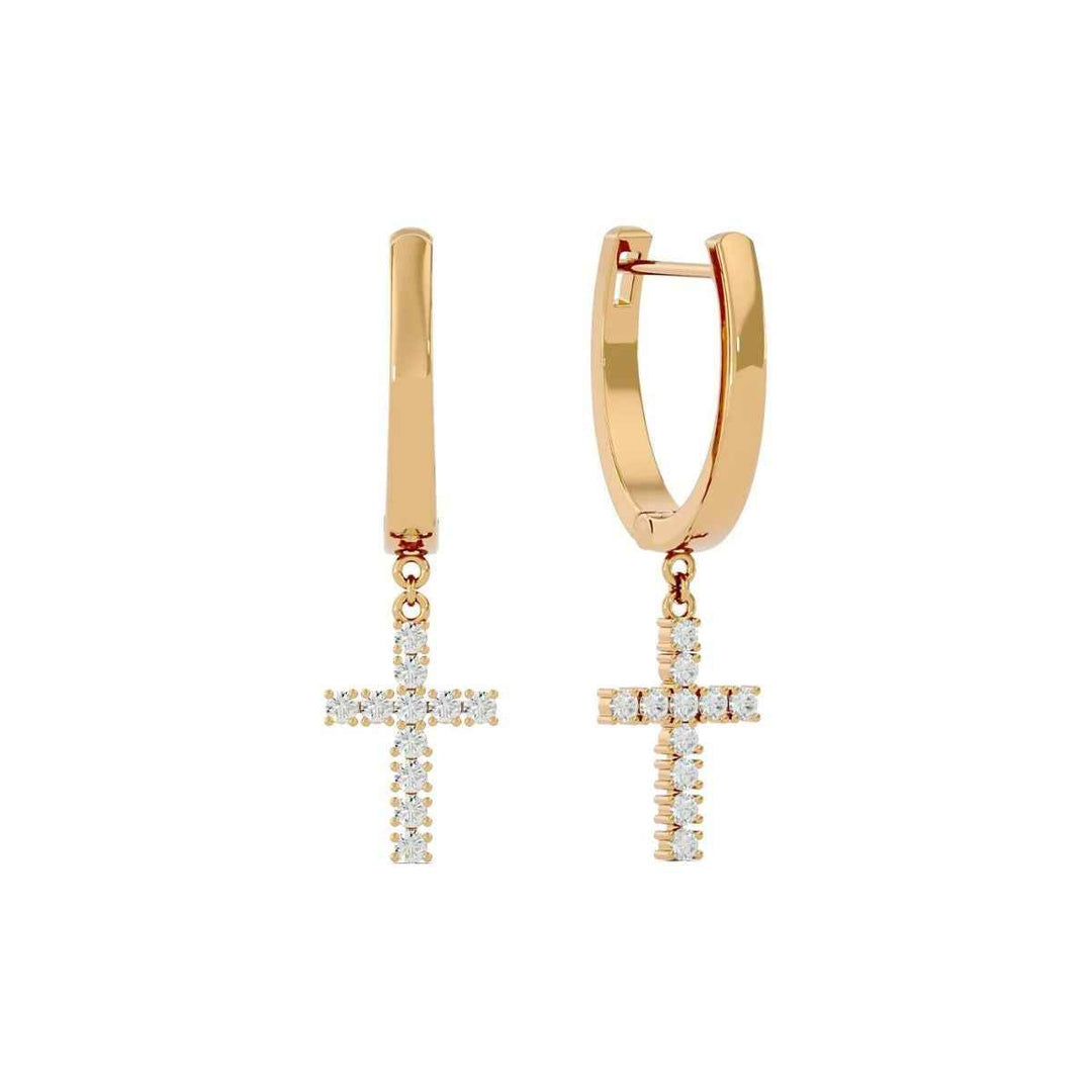 1.20 Carat Moissanite Cross Dangle Earrings In White Gold