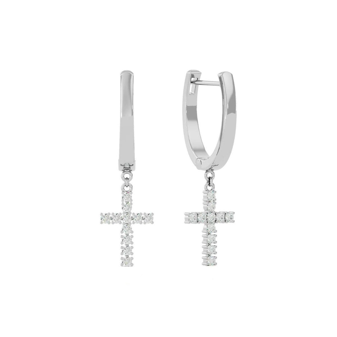 1.20 Carat Moissanite Cross Dangle Earrings In White Gold