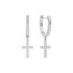 Load image into Gallery viewer, 1.20 Carat Moissanite Cross Dangle Earrings In White Gold
