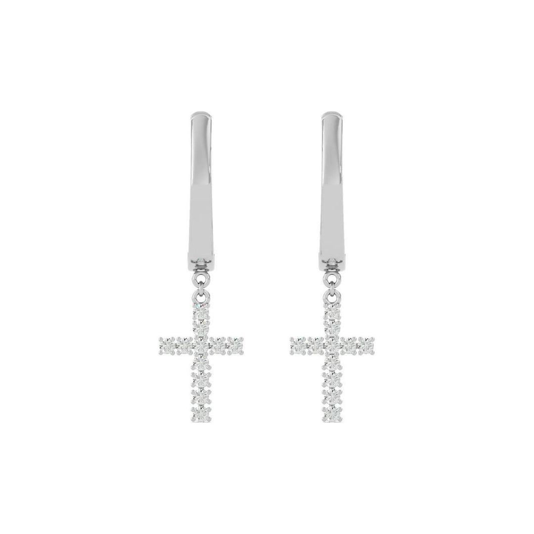 1.20 Carat Moissanite Cross Dangle Earrings In White Gold