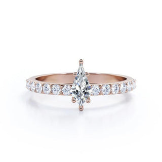 1.2 Carat Kite Shape Moissanite Engagement Ring In Rose Gold