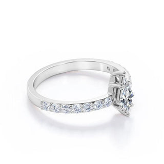 1.2 Carat Kite Shape Moissanite Engagement Ring In White Gold