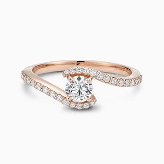 1.2 Carat Round Shape Moissanite Bypass Engagement Ring In Rose Gold