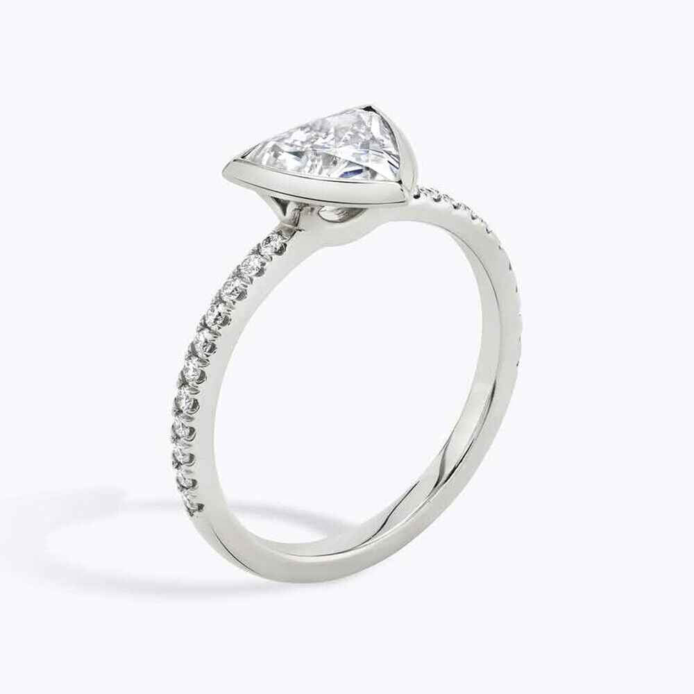 1.20 Carat Trillion Cut Bezel Set Moissanite Ring in White Gold