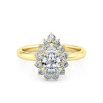 Load image into Gallery viewer, 1.20 Carat Pear Shaped Halo Moissanite Solitaire Ring in Yellow Gold
