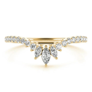 1.3 Carat Curved Moissanite Wedding Ring In Yellow Gold