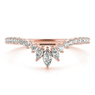 1.3 Carat Curved Moissanite Wedding Ring In Rose Gold