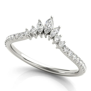 1.3 Carat Curved Moissanite Wedding Ring In White Gold