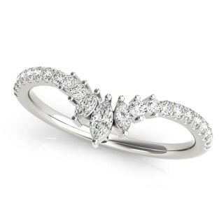 1.3 Carat Curved Moissanite Wedding Ring In White Gold