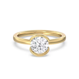 1.3 Carat Round Cut Solitaire Moissanite Engagement Ring In Yellow Gold