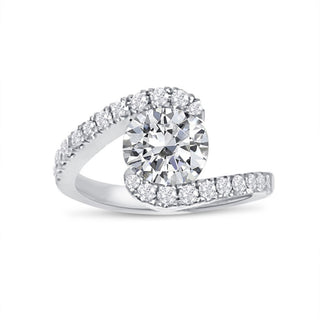 1.3 Carat Round Shape Bypass Moissanite Engagement Ring In White Gold