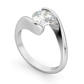 1.3 Carat Round Shape Bypass Moissanite Solitaire Engagement Ring In White Gold