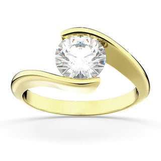 1.3 Carat Round Shape Bypass Moissanite Solitaire Engagement Ring In Yellow  Gold