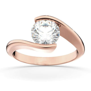 1.3 Carat Round Shape Bypass Moissanite Solitaire Engagement Ring In Rose Gold