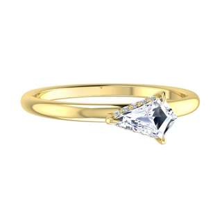 1.3 Carat Kite Cut Hidden Halo Moissanite Ring in Yellow Gold