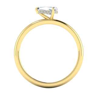 1.3 Carat Kite Cut Hidden Halo Moissanite Ring in Yellow Gold